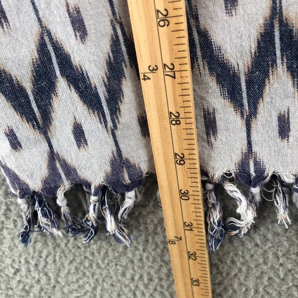 Earthbound Top Womens Small Blue Ikat Kimono Tassel Dolman Short Sleeves Open - Picture 9 of 10